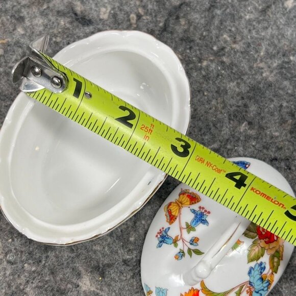 VTG Ardalt Bone China Oval Floral Butterfly Trinket Dish Handle Lid 3499 - Picture 7 of 11